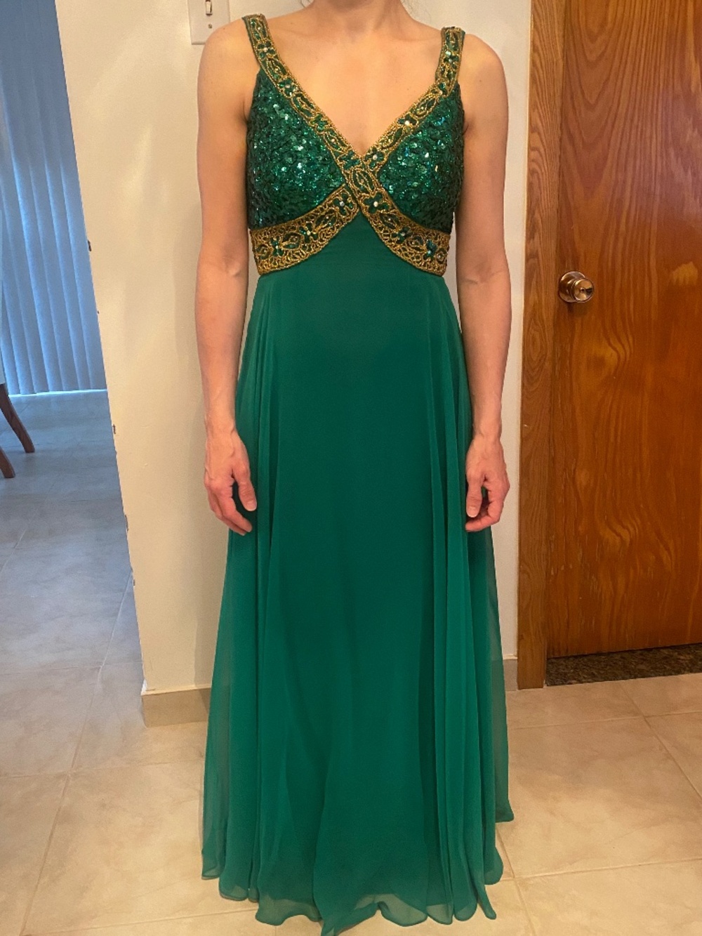Emerald Green & Gold Sequin Dress